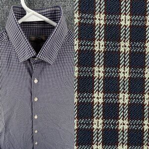 Peter Millar Men Summer Comfort Performance Button Up Long Sleeve Medium Check**